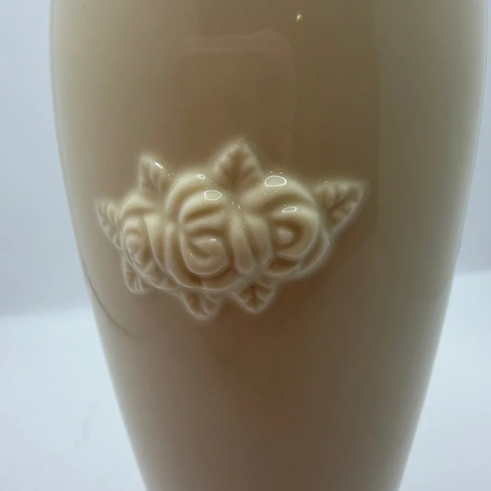 Lenox Ivory Rose Bud Vase Gold Trim Embossed Floral Porcelain Vase 7.5